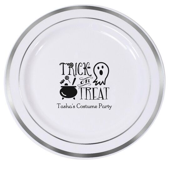 Trick or Treat Premium Banded Plastic Plates
